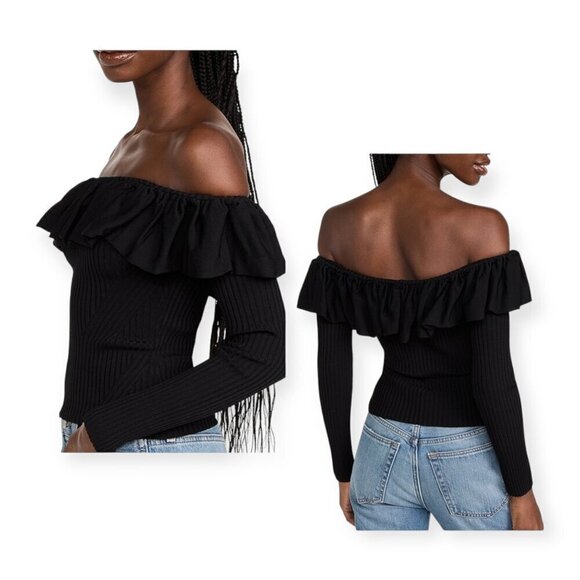 Jonathan Simkhai Isabelle Off-the-shoulder Ruffled Ribbed-knit Top, XL, NWT - Picture 3 of 16